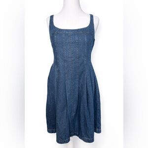 Reformation Jeans Denim Mini Dress Size 10 Square Neck Fit & Flare NWOT